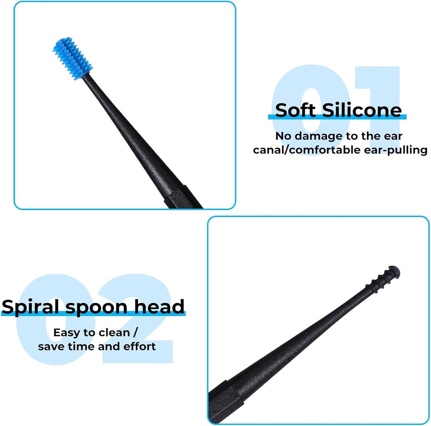 Ear Wax Removal Tool Kit - 9 Pcs Silicone Spiral Cleaner for Safe Ear Wax Removal | Reusable for Adults & Kids