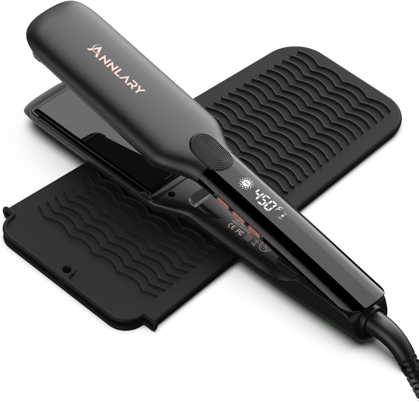 Annlary Hair Straightener | 1 Inch 2-in-1 Flat Iron & Curler - Titanium Ceramic, Ionic Dual Voltage for Smooth, Frizz-Free Hair