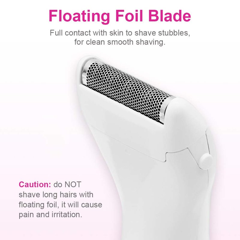 Bikini Trimmer, Funstant Electric Razor for Women with Comb, Cordless Safe Hair Trimmer Floating Foil for Dry Use, Battery Operated Personal Shaver for Lady Girl, Pubic Hair, Delicate Private Area
