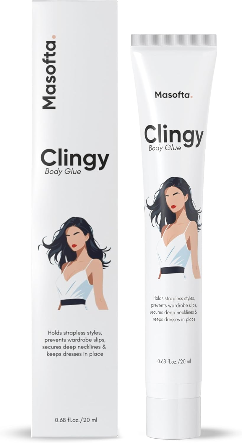 Body Glue for Clothes & Skin - Sweat-Resistant Liquid Fashion Tape | Non-Irritating Adhesive for Strapless Dresses, Bras, & Wigs | 20ml