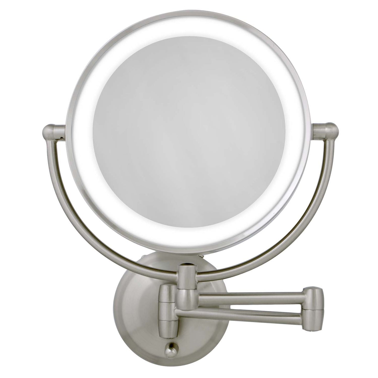Zadro 11" LED Wall Mounted Makeup Mirror - 5X/1X Shaving Mirror | Cordless Vanity Mirror in Satin Nickel