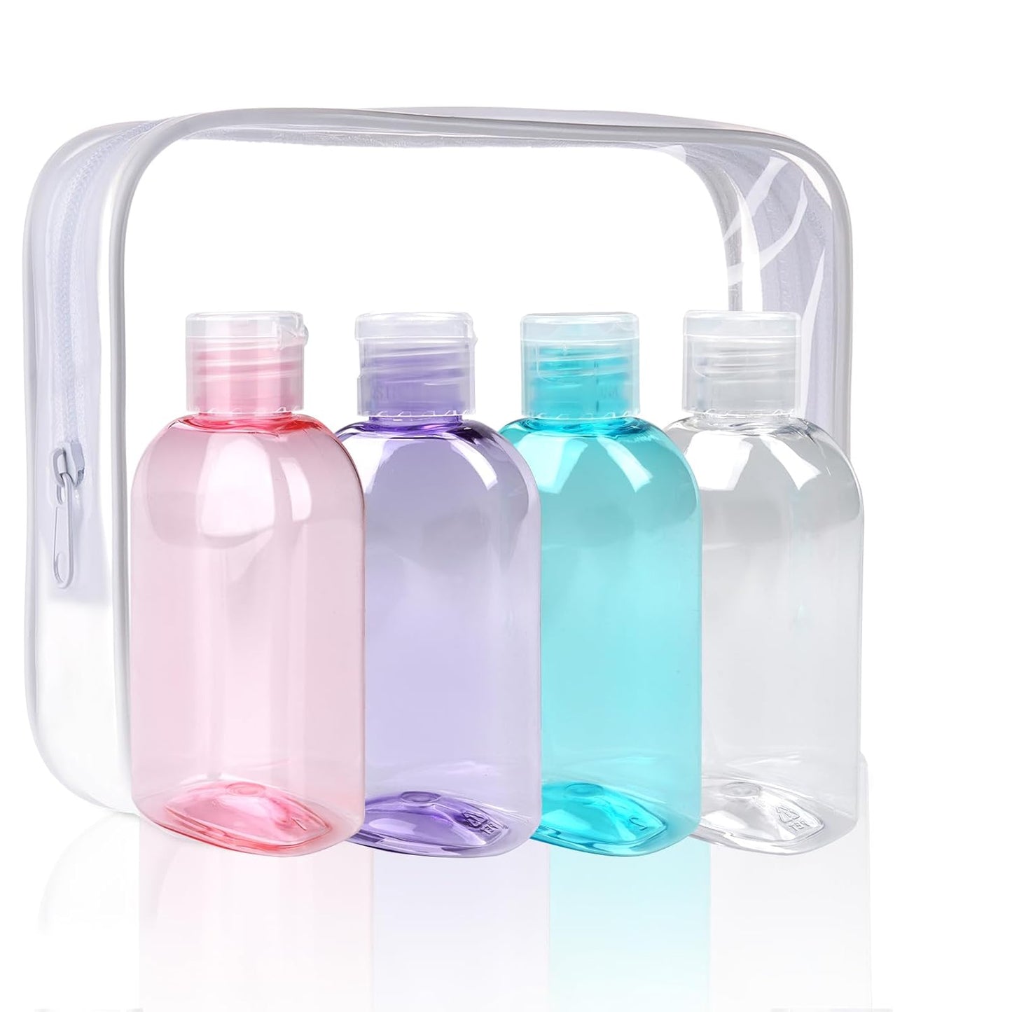 Travel Toiletries Bottles Set - 4PCS 3.4oz Leak Proof Shampoo & Conditioner Containers | TSA Approved Squeeze Bottles