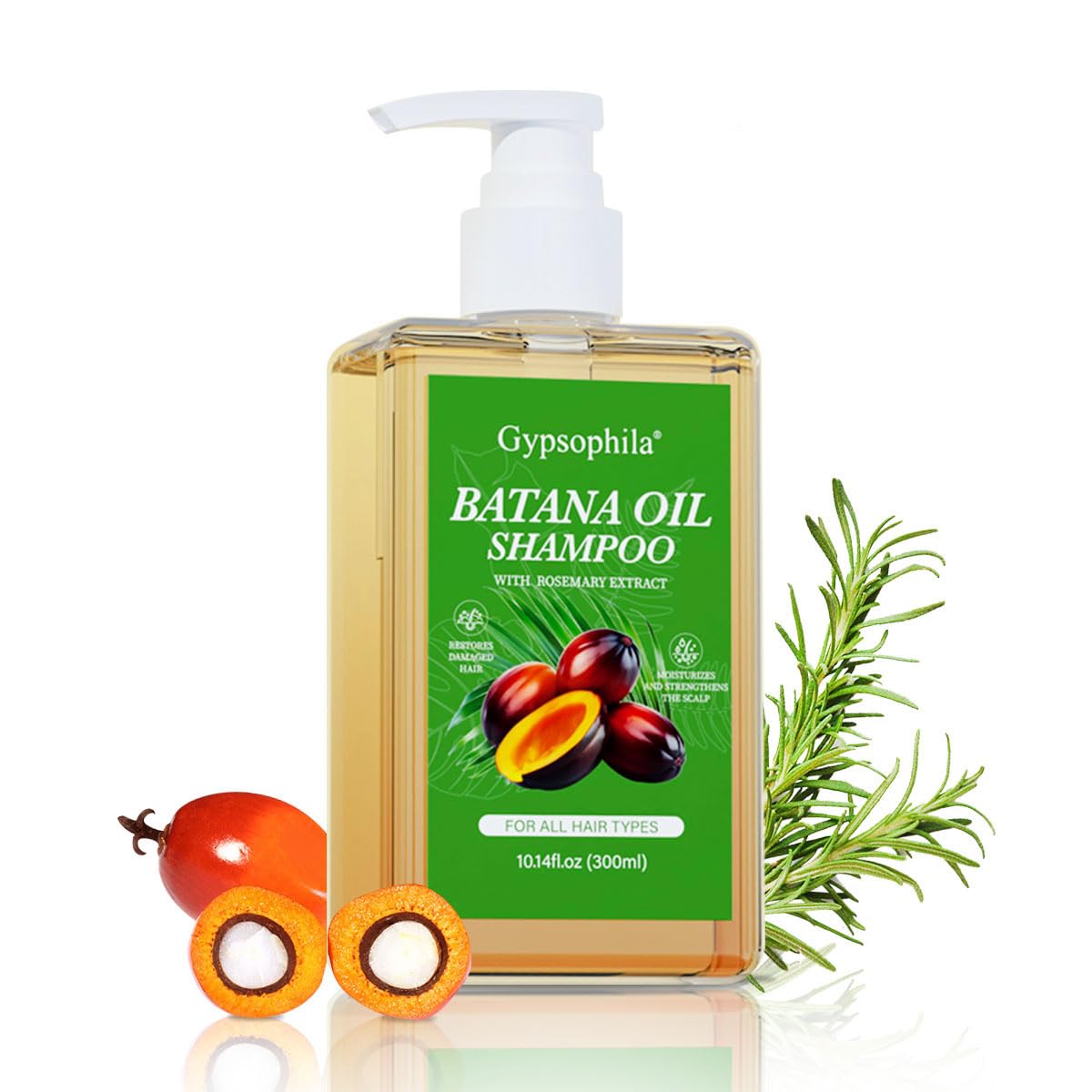 Gypsophila Batana Oil Shampoo,Rosemary Shampoo,Nourishing & Rejuvenating for Softness & Volume, Suitable for Men & Women, Reduces Hair Loss (10.14 fl oz)
