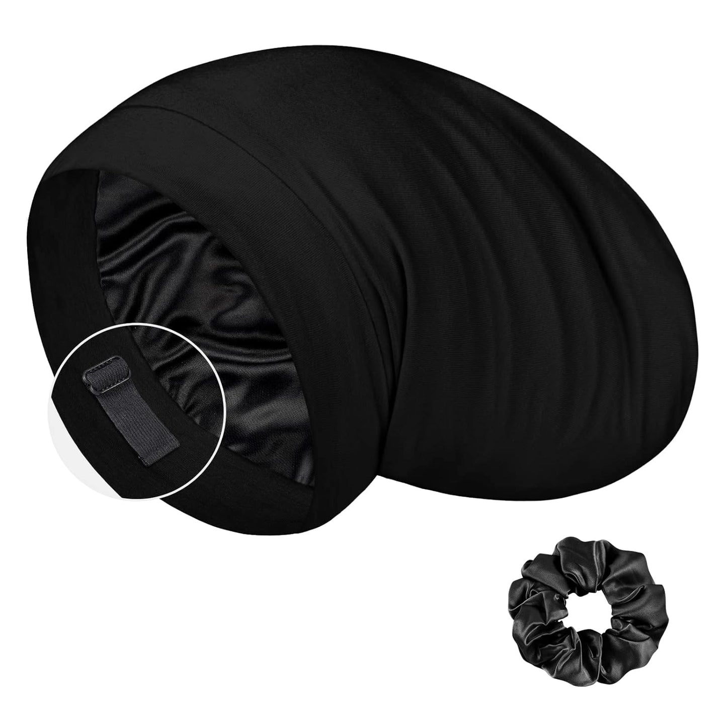 Mulberry Silk Bonnet for Sleeping - Real Silk Sleep Cap for Curly Hair & Braids | White