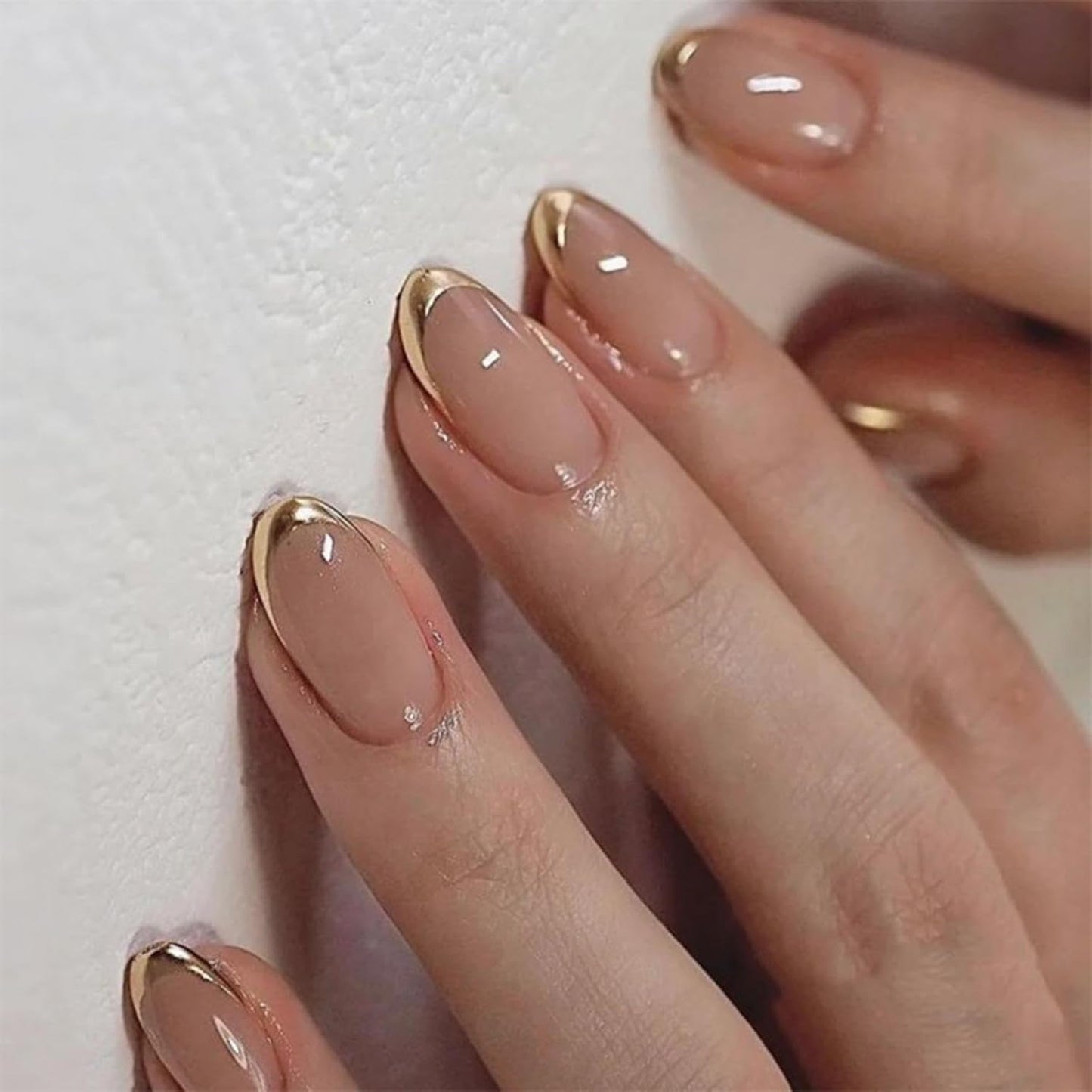 Flower Nail Press Ons - French Tip 3D Floral Butterfly Acrylic Nails | Glossy Pink Medium Almond Full Cover - 24 Pcs
