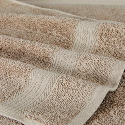 Amazon Basics 12-Pack 100% Cotton Washcloths, 12x12, Taupe
