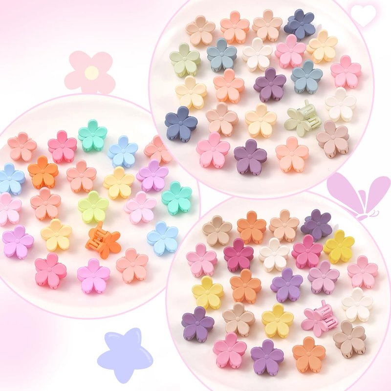 Mini Flower Hair Clips - 150 Pcs Colorful Claw Clips for Women, Girls & Teens | Cute Hair Accessories