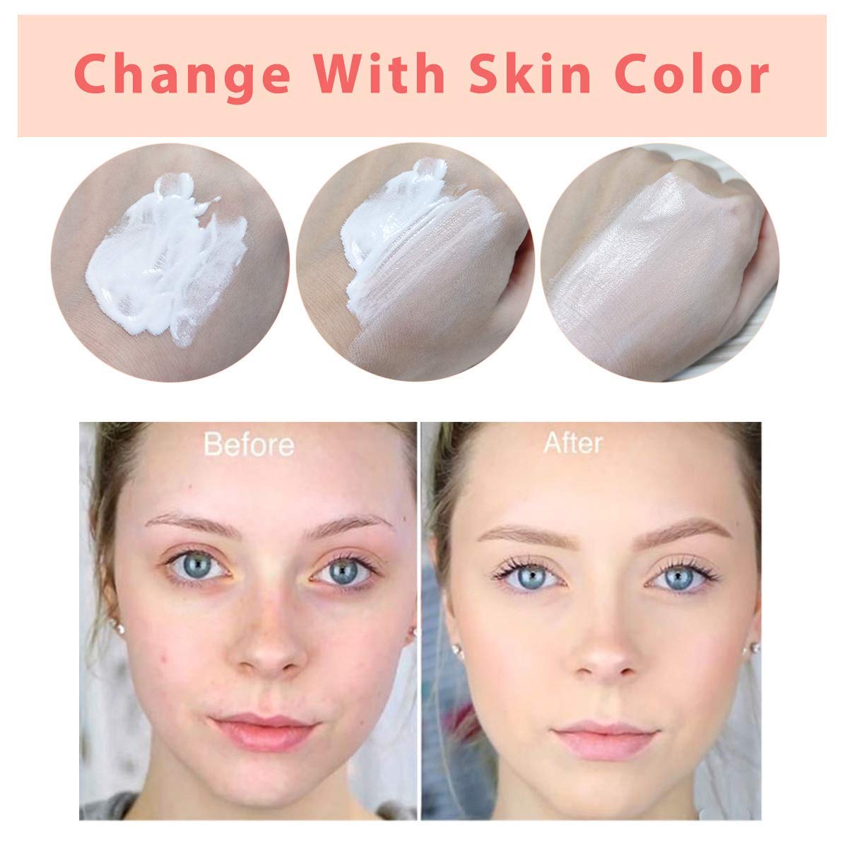 TLM Colour Changing Liquid Foundation - Wrinkle-Hiding BB Cream | Moisturizing Fluid for All Skin Tones, SPF 15, Pack of 2