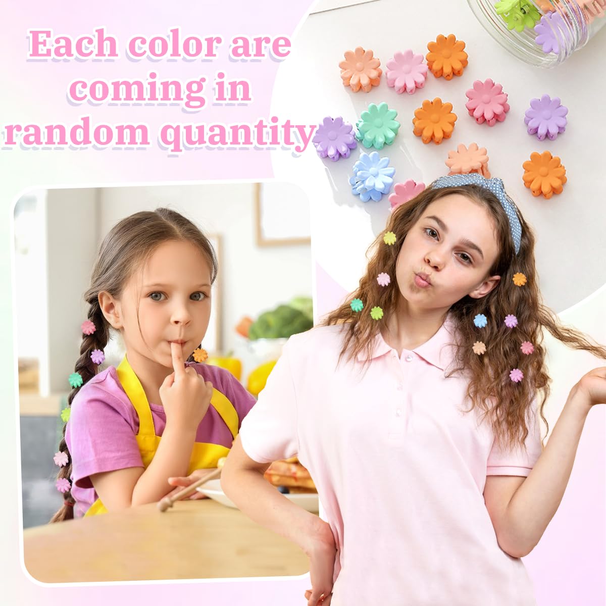 Colorful Mini Flower Hair Clips - 150 Pcs Cute Claw Clips for Girls & Women | Toddler Hair Accessories