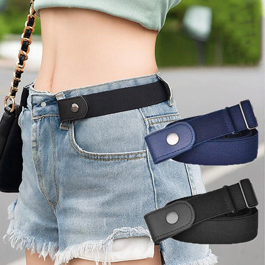 Elastic No Buckle Belt for Men & Women - Comfortable Adjustable Fit | Black & Blue, Perfect for Jeans & Daily Wear