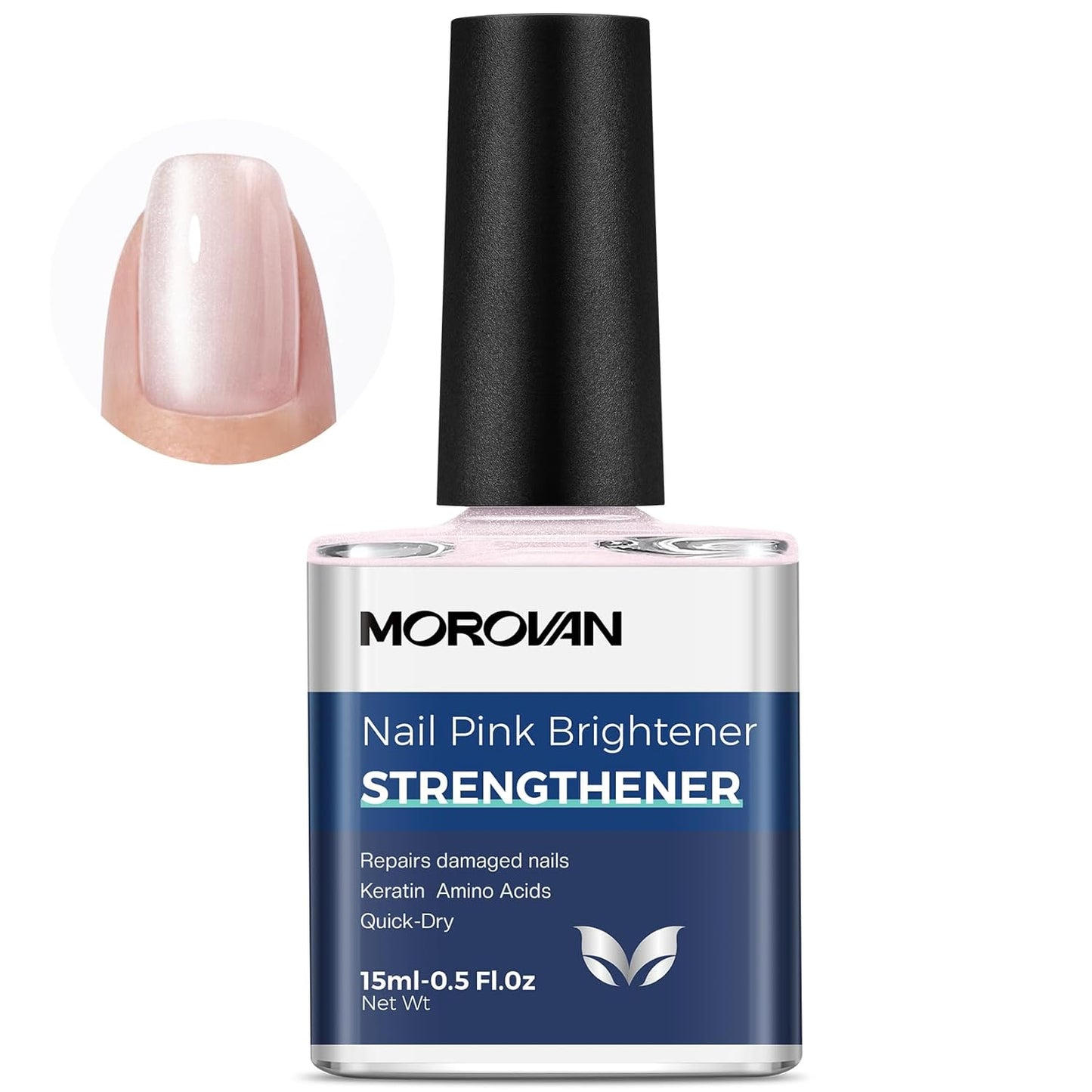 Morovan Nail Strengthener - Keratin Ridge Filler for Thin, Weak Nails | Milky White 15ml