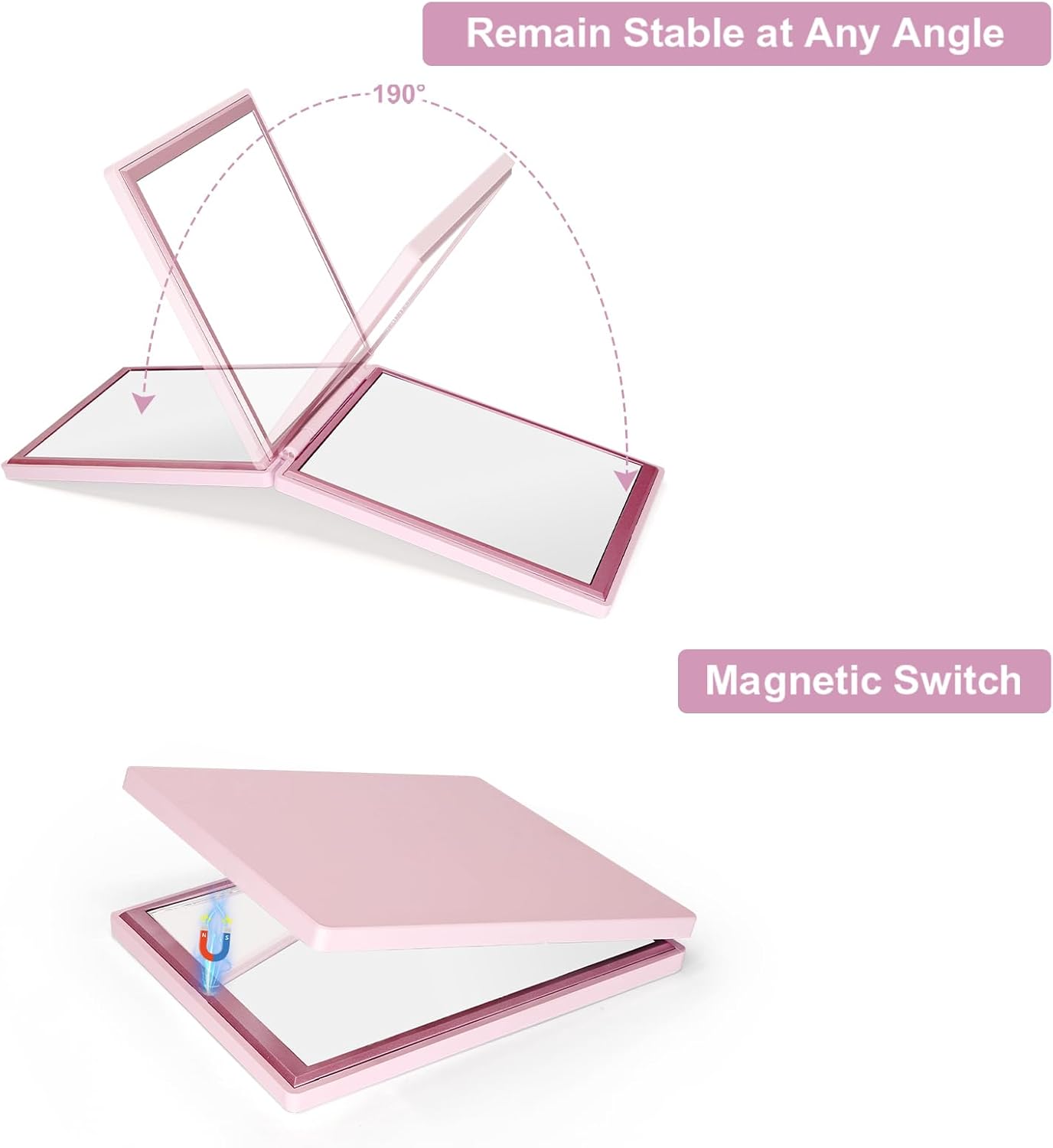 Compact Travel Mirror - 1x/3x Portable Makeup Mirror for Purse & Handbag | Pink