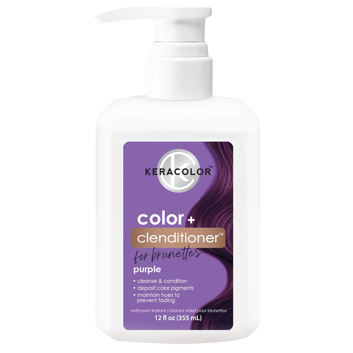Keracolor Color + Clenditioner - 3-in-1 Color-Depositing Conditioner for Brunettes | 12 Fl Oz