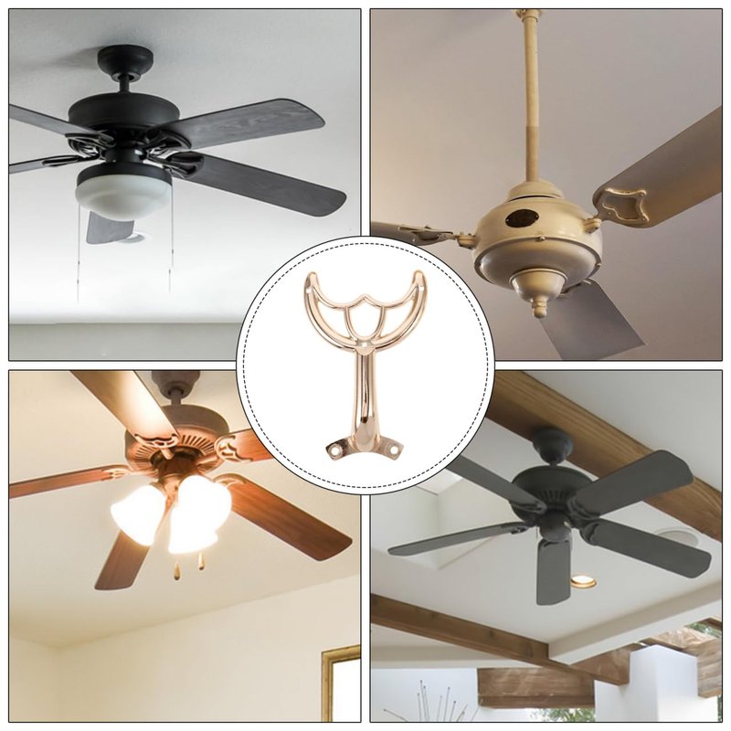 Housoutil Ceiling Fan Blade Arms, 5PCS Metal Ceiling Fan Blade Brackets, Alloy Replacement Support Arms, Mounting Bracket Kit Holder for Repairing Easy Installation (Electroplated Gold)