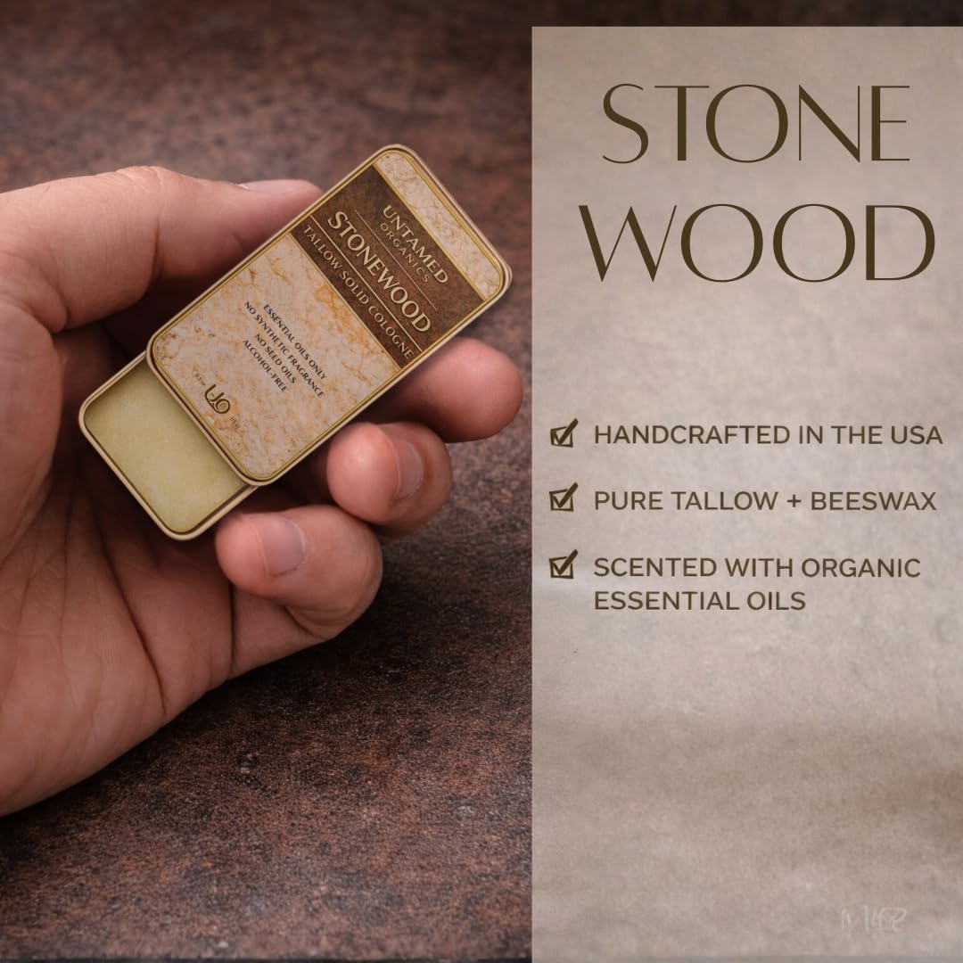 Untamed Organics Solid Cologne for Men - Non-Toxic Tallow Balm with Essential Oils | Pocket Size 0.5 oz (15g)