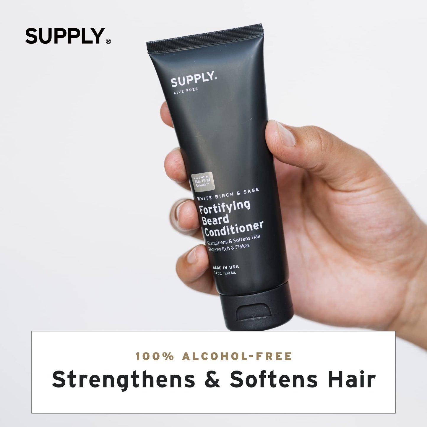 Supply Fortifying Beard Conditioner – Fast-Absorbing, Plant-Based Formula to Soften, Strengthen & Nourish Beard and Skin – Supports a Healthier, Softer Beard – 3.4oz