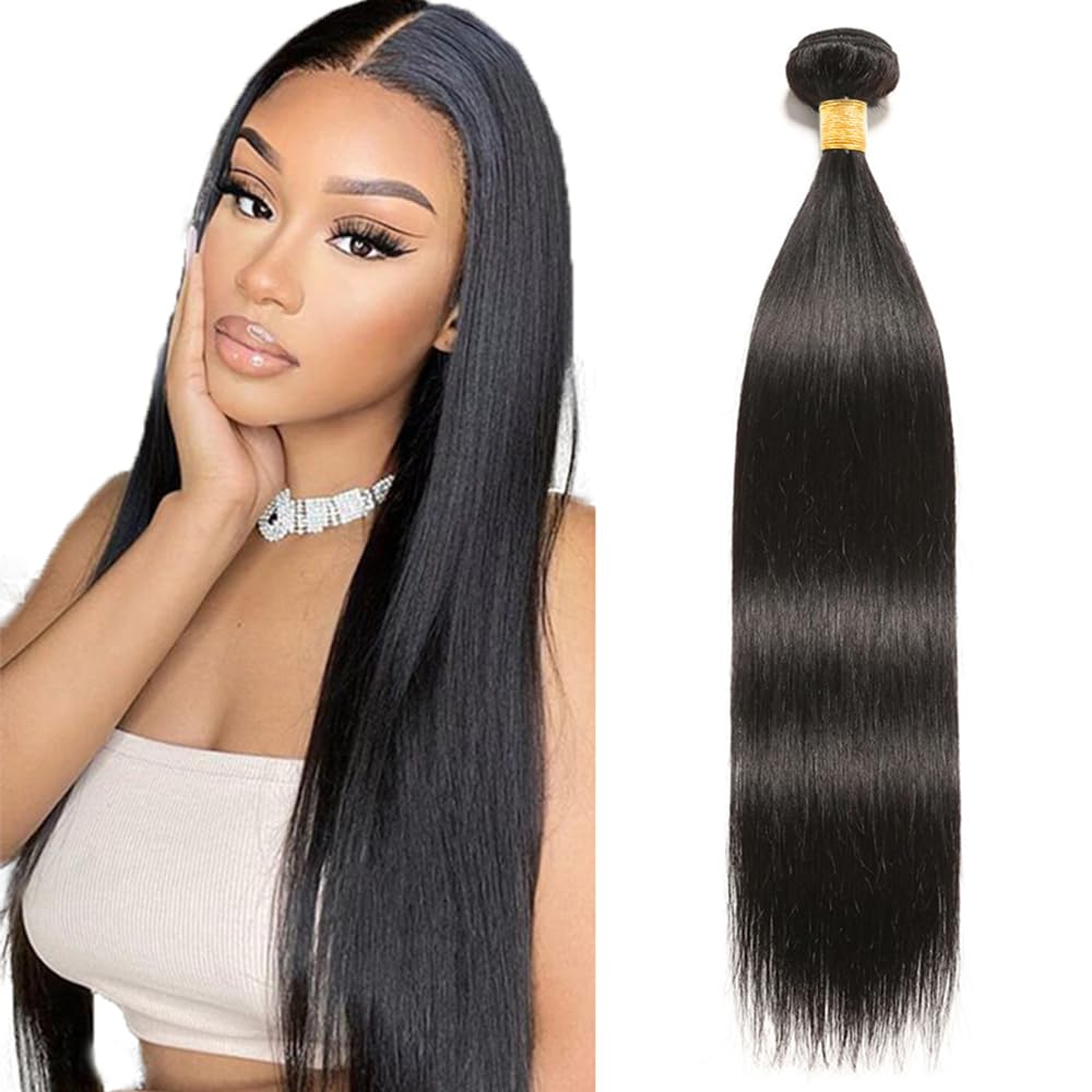 28 Inch Human Hair Bundles GveoXvo Straight Bundles Unprocessed Virgin Hair Extensions 8A Double Weft Human Hair Weave