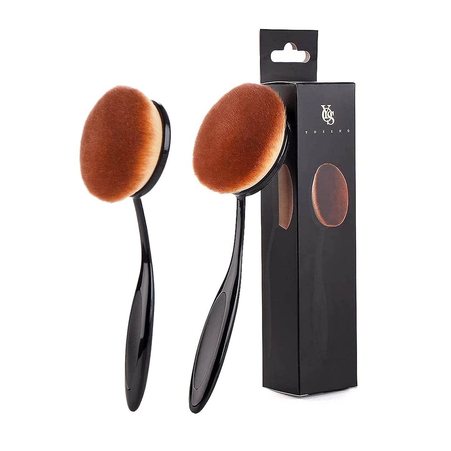 Oval Foundation Brush - Large Toothbrush Design for Flawless Liquid & Cream Application | All Black