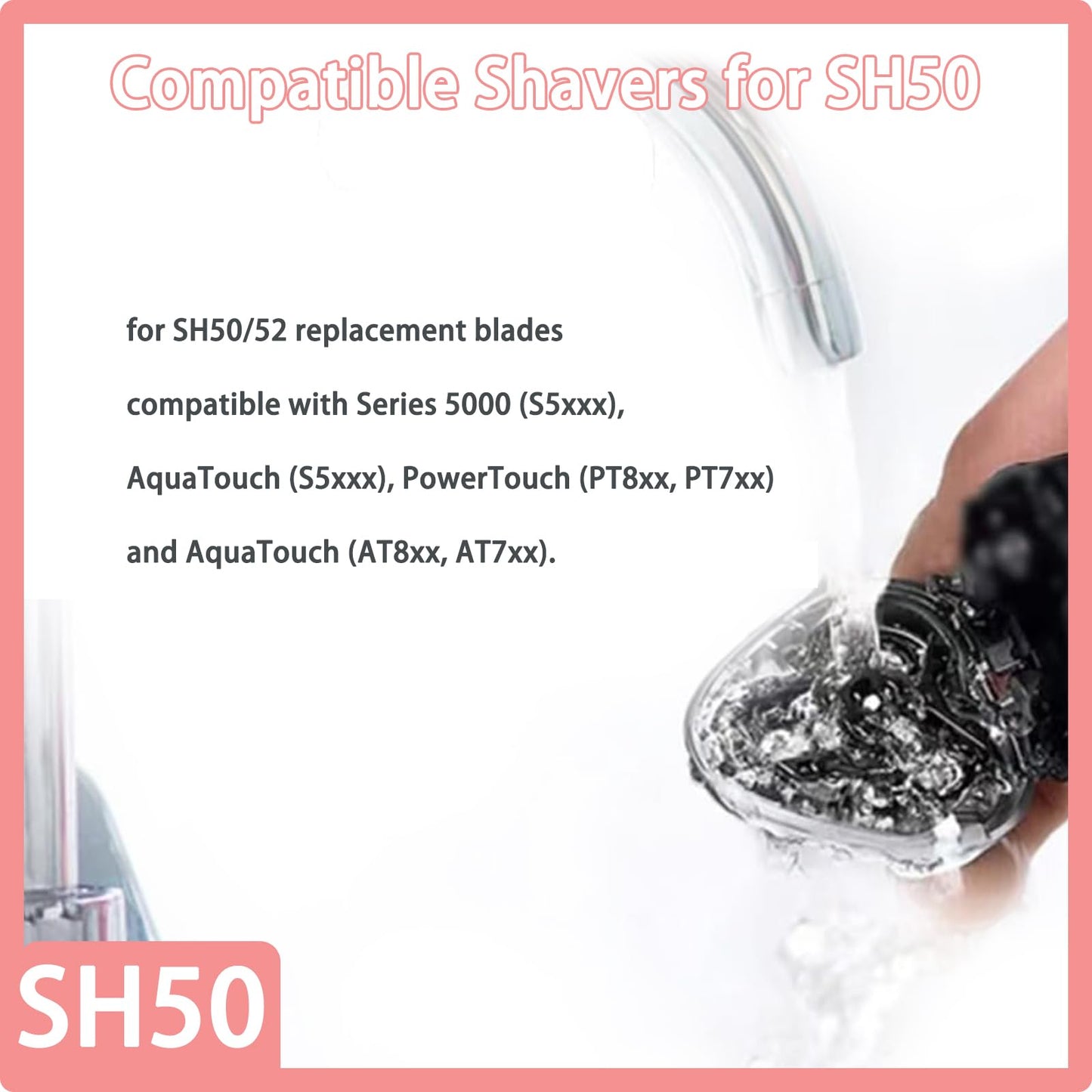 SH50 Replacement Blades Compatible with Philips Norelco 5000 Series Replacement Heads,for Norelco Series 5000 (S5xxx), S5xxx, PT8xx, PT7xx, SH50 Replacement Blades for Series 5000 Razors