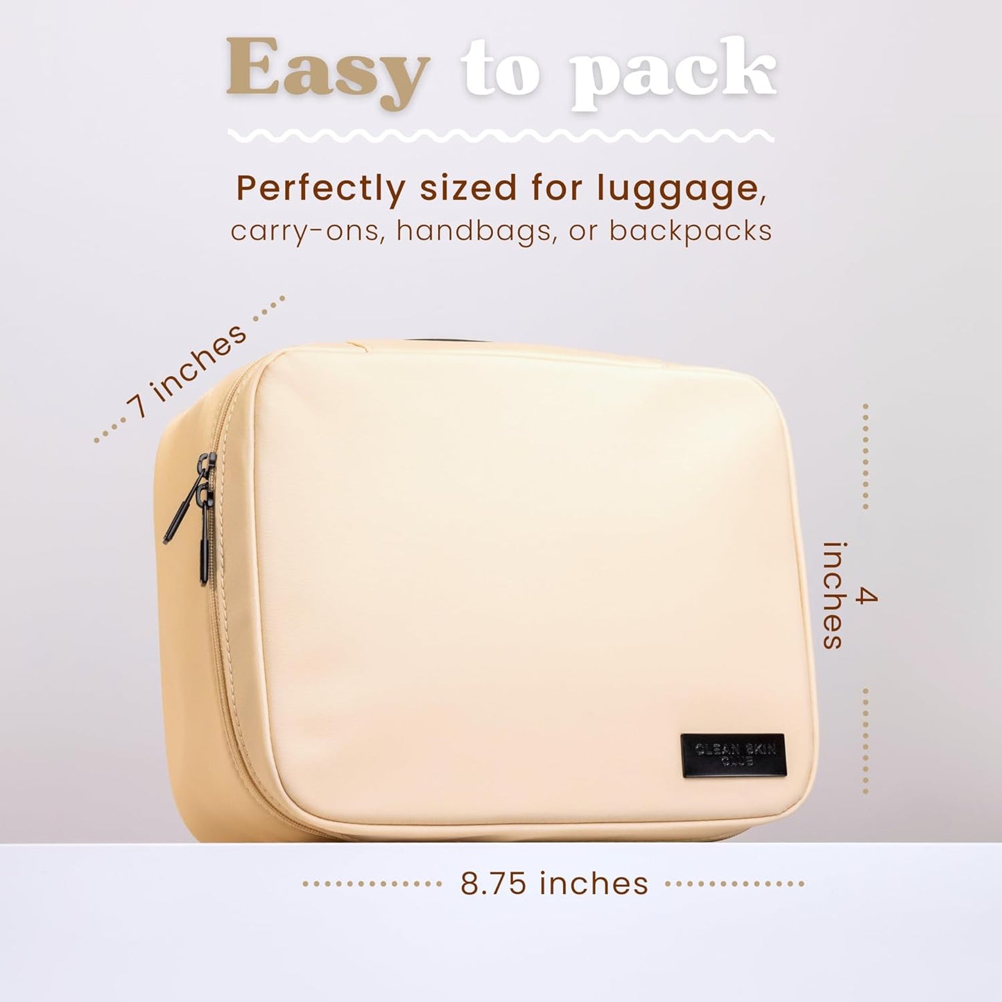 Clean Towels XL Travel Cosmetic Makeup Bag - Portable Water-Resistant Organizer with Dividers | Large Capacity
