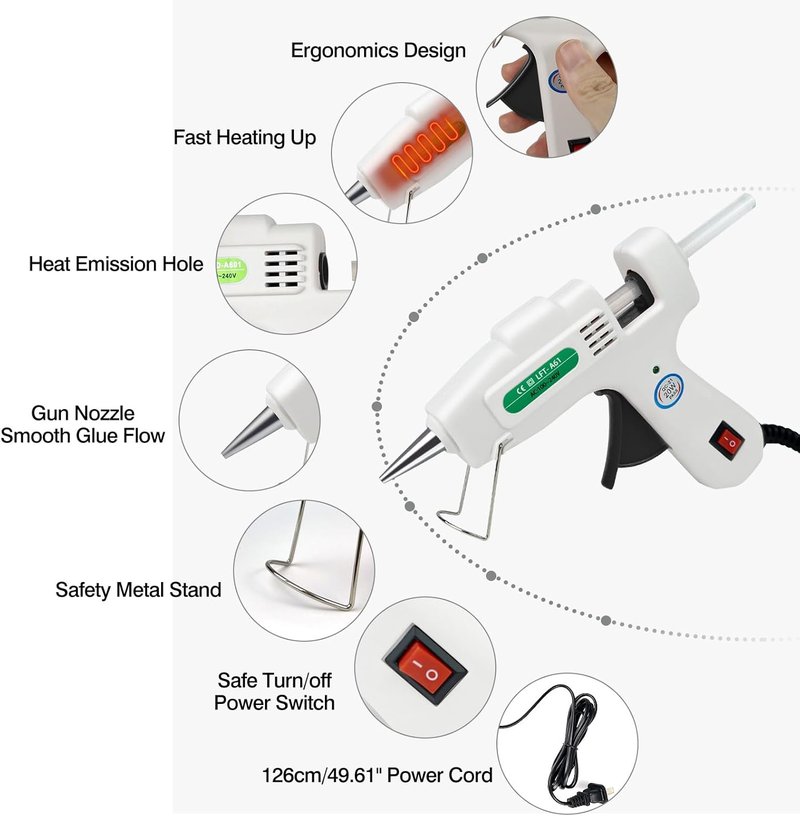Mini Hot Glue Gun Kit - Fast Preheating High Temp Melt Gun with 30 Glue Sticks | Ideal for DIY Crafts & Home Repairs (White)