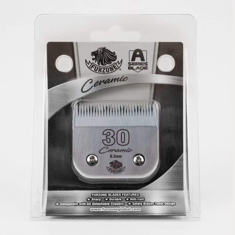 FURZONE Detachable Ceramic Blade - Size 30 Blade 1/50", Made of High-Tech Ceramic Materials, Compatible with Most Andis, Oster, Wahl A5 Clippers
