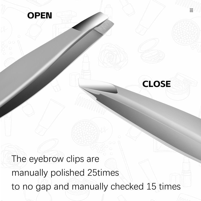 Velodios Professional Slanted Tweezers for Women and Men, Professional Eyebrow Tweezers for Facial Hair, Chin Hair and Ingrown Hair, No Gaps and Aligned Precision