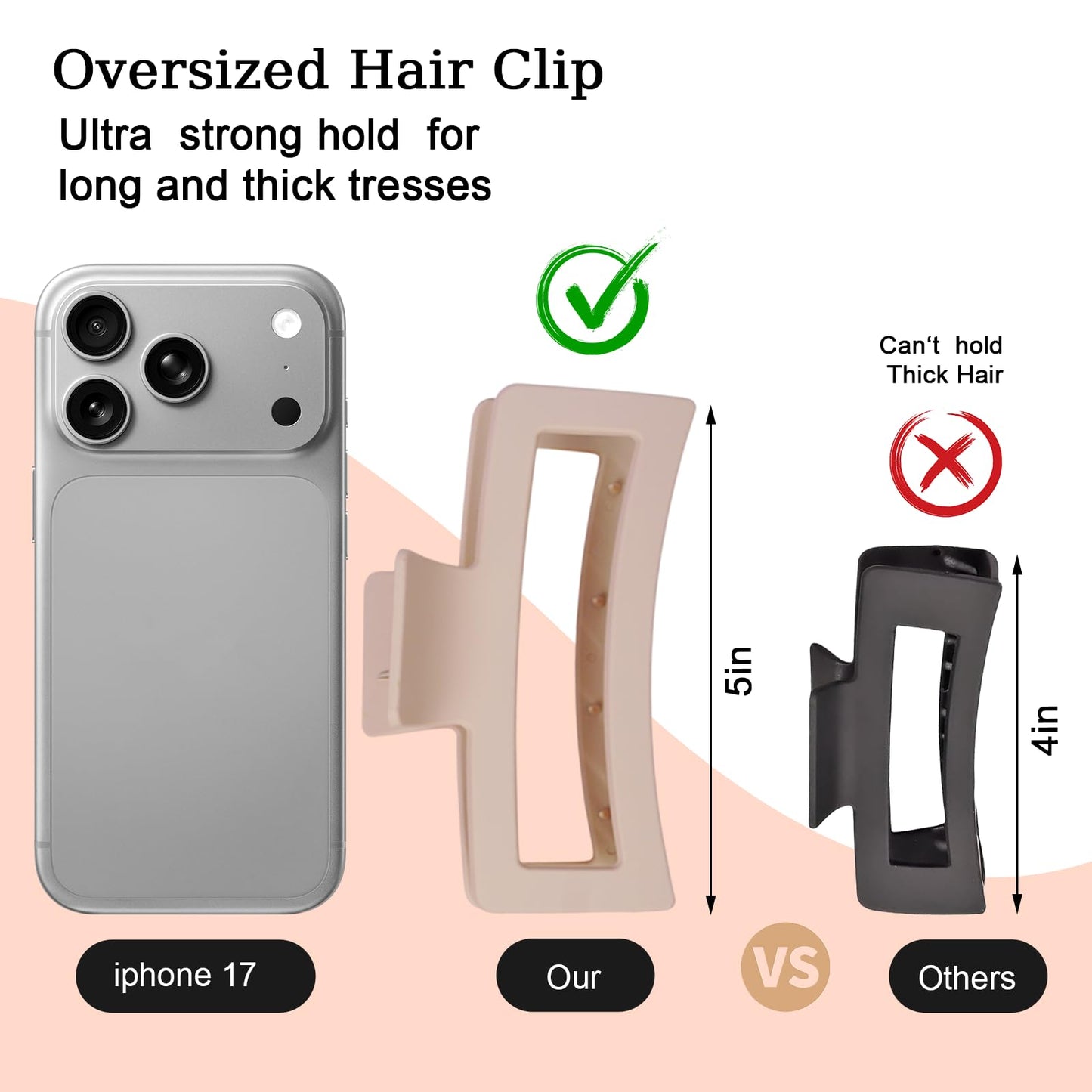 5 Inche Extra Large Claw Clips Hair Clips for Thick Hair and Long Hair, 4 Pack Xl Jumbo Claw clips
