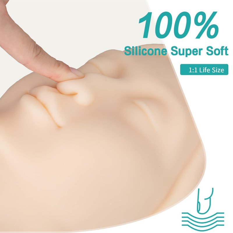 Silicone Mannequin Head for Injection Training - Full Soft Silicone with Bones | Realistic Human Face Model for Makeup & Suture Practice