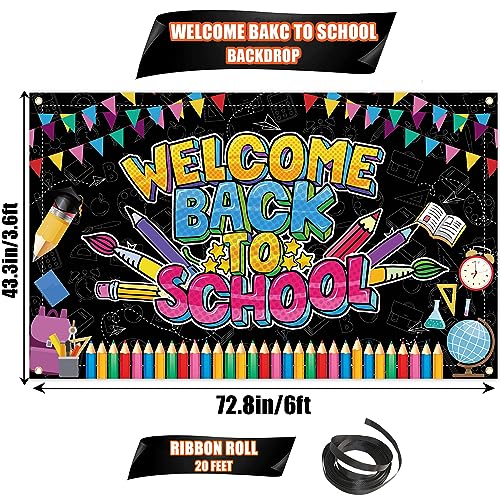 Welcome Back to School Banner - Large 72x43 Inch Backdrop for Classroom Decor