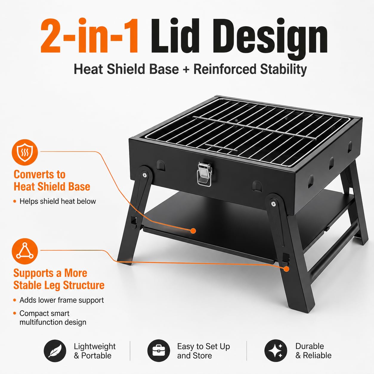 Small Portable BBQ Charcoal Grill: Mini Foldable Table Top Barbecue Grills with Fire Starter Kit for Outdoor Cooking, Fathers Day Birthday Grilling Gift for Men Dad Husband