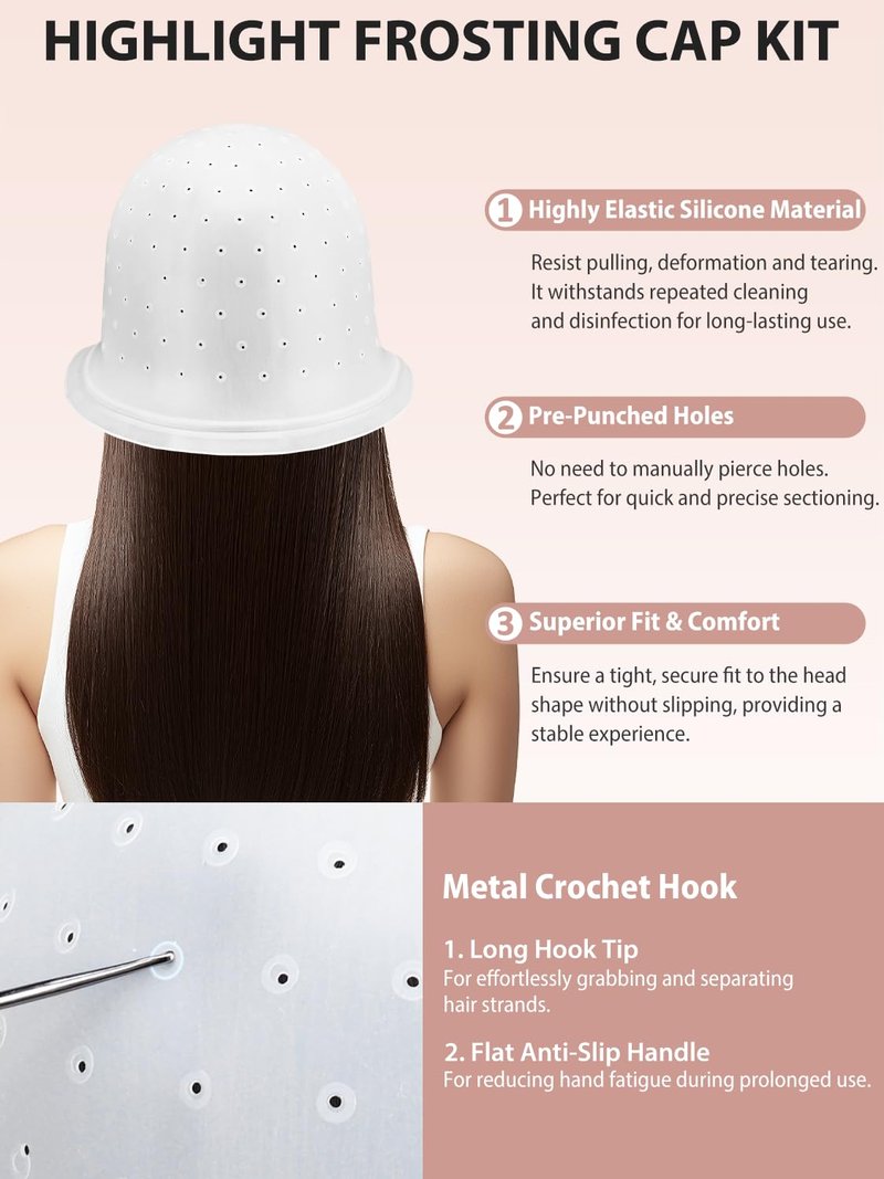12PCS Hair Bleach Highlighting Kit - Includes Dye Brush, Bowl, Silicone Cap, Gloves | At-Home Hair Coloring Supplies
