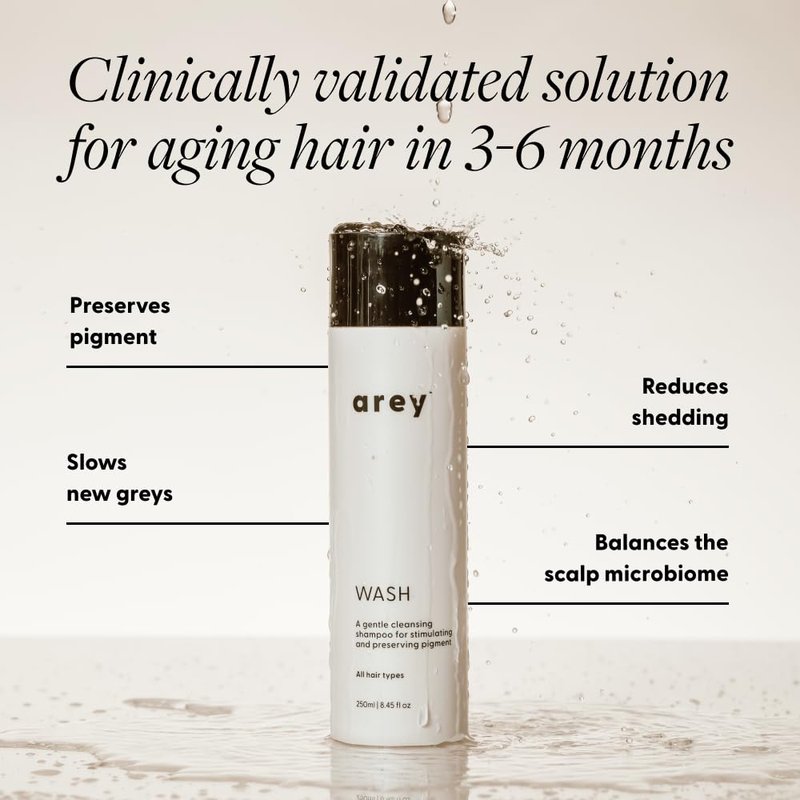 Arey Wash Shampoo for Women & Men - Delay Aging Grey Hair, Promote Healthier Strands | Vegan & Cruelty-Free (8.45 Fl Oz)