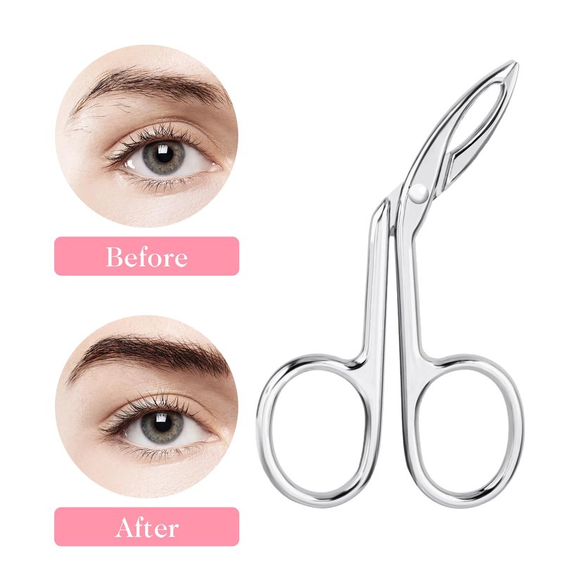 YUXIANLB 2Pcs Tweezers Scissor Handle Straight Tip Scissor Shaped Eyebrows Tweezers for Hair Plucker Remover Facial Hair Eyebrows Care, Brow Tweezers for Women Men (Silver)
