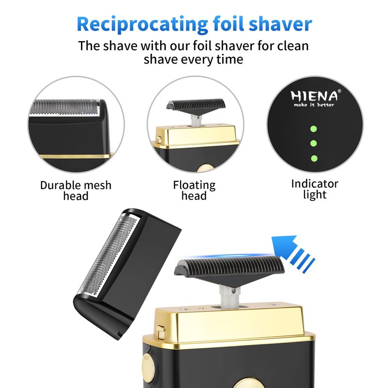 HIENA PRO Professional Cordless Hair Clipper for Men, Beard Trimmers, Electric Foil Shavers and Nose Hair Trimmer Set, Rechargeable Barber Clipper and Hair Cutting Grooming Kit
