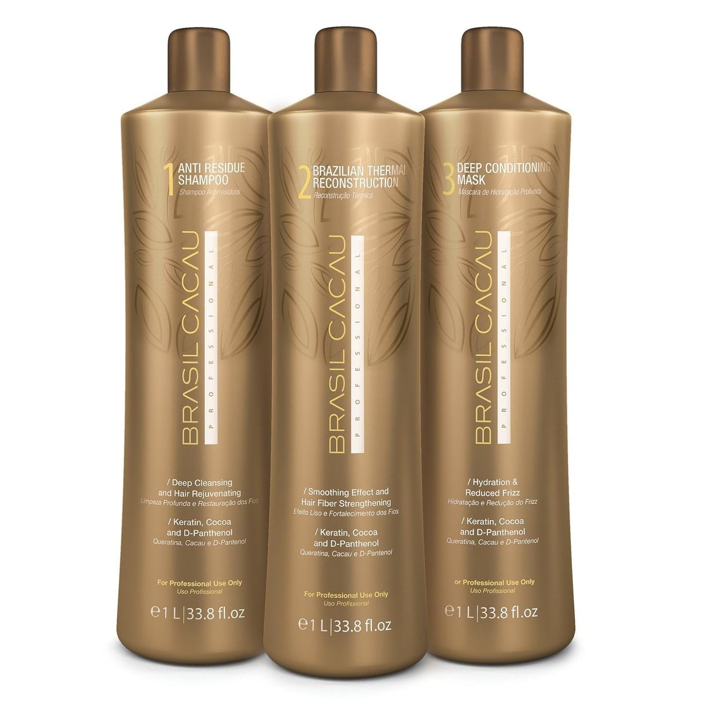Brasil Cacau Keratin Thermal Treatment - 3-Step Hair Repair System for Smooth, Shiny Hair
