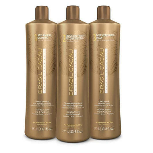 Brasil Cacau Keratin Thermal Treatment - 3-Step Hair Repair System for Smooth, Shiny Hair