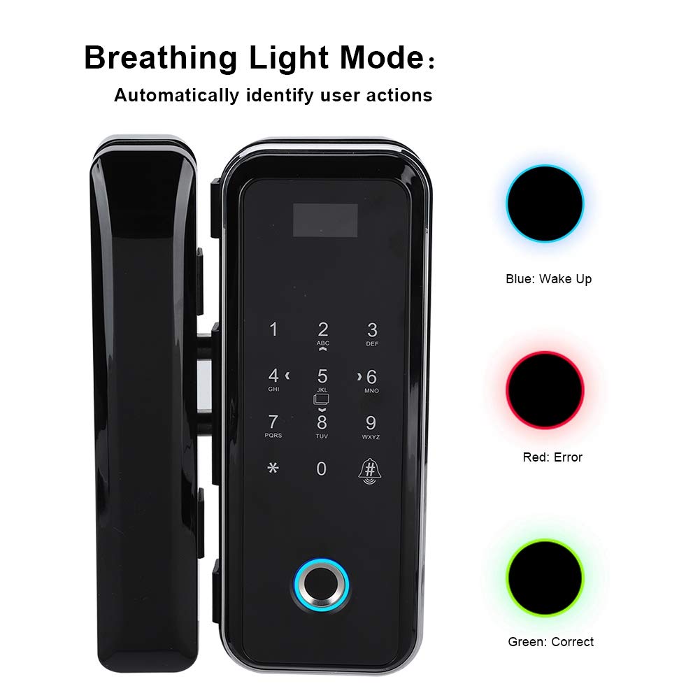 Keyless Entry Door Lock with Keypad, Fingerprint Smart Lock, Electronic Smart Glass Door Lock Password Door Access Control System Fingerprint/Password/Swipe/Remote Unlock for Home Office