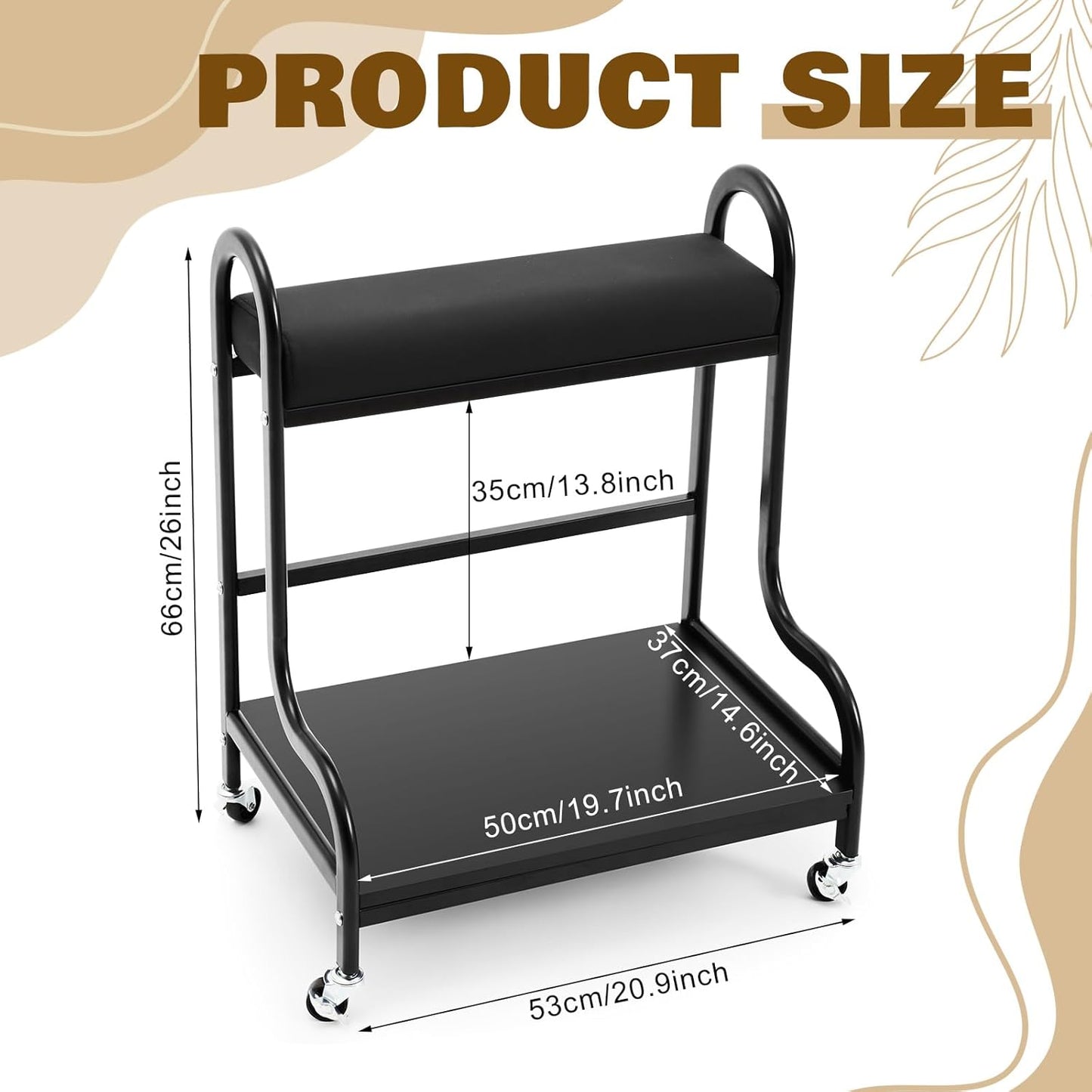 Portable Pedicure Cart - Foot Bath Trolley with Cushion | Spa Supplies in Black