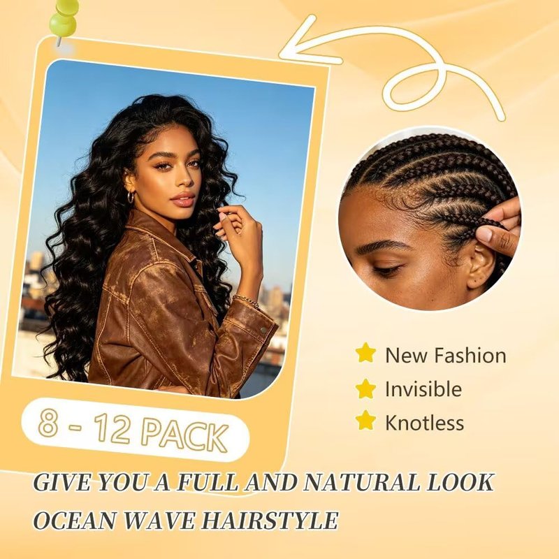 Human Crochet Hair for Black Women - 20 Inch Deep Ocean Wave Curly Bundles | 300g Natural Black Extensions