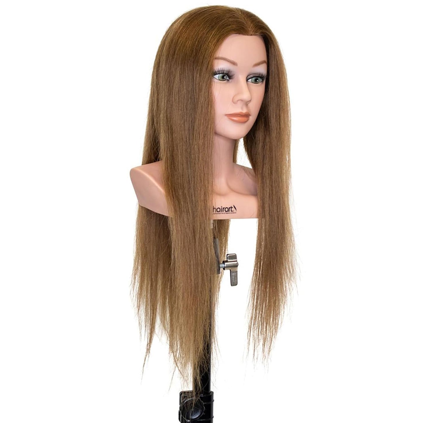 Tessa 24" Medium Brown Cosmetology Mannequin Head - 100% Human Hair for Styling & Training | Ideal for Hairdressers & Students
