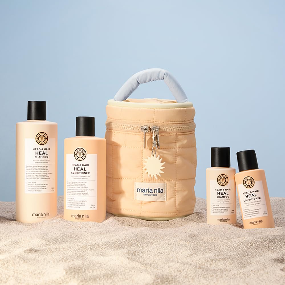 Maria Nila | Head & Hair Heal Beauty Bag - Shampoo & Conditioner for Dry, Itchy Scalp | Full & Travel Size