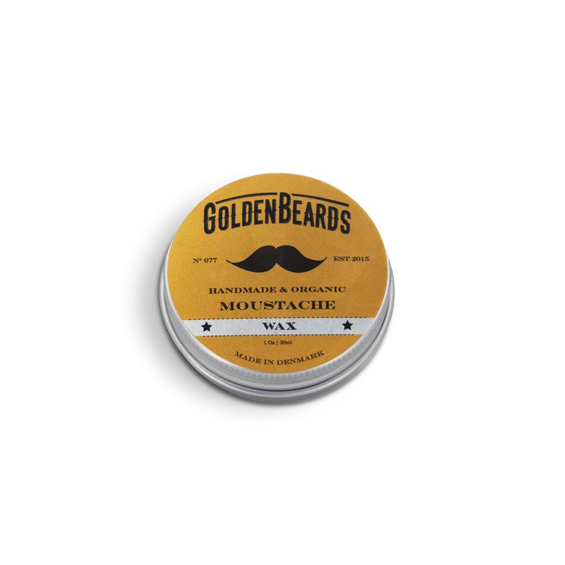 Golden Beards Mustache Wax – Organic & Natural Medium Hold Styling Wax for Men, Nourishing Beeswax & Oils, Handmade in Denmark 30ml (1oz)