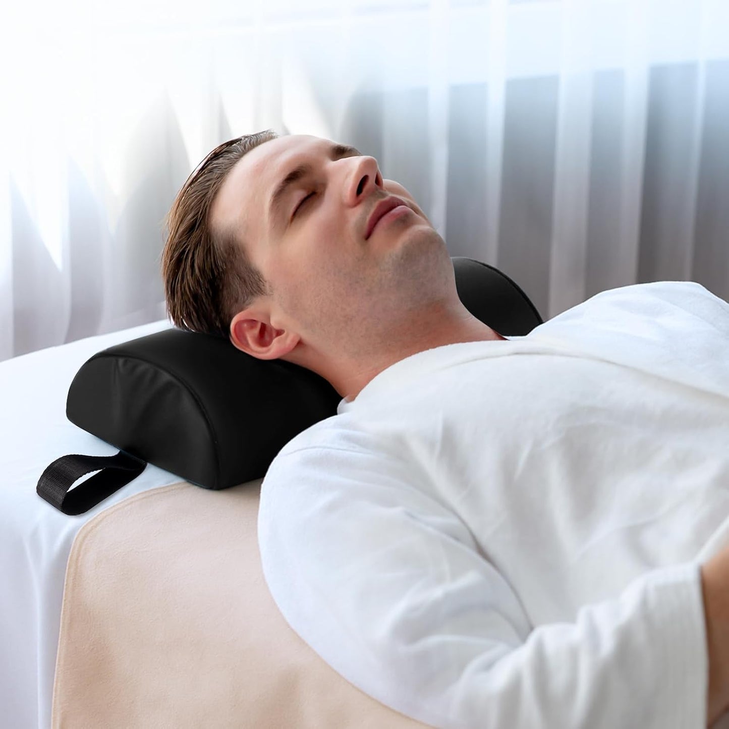 Half Round Massage Table Bolster Pillow - PU Leather Neck & Knee Pain Relief | 17 x 6 x 4 in