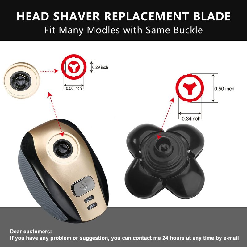 3 PCS Universal 5 Blades Head Shaver Replacement heads for Freebird Head shaver and Other Brand shaver Black