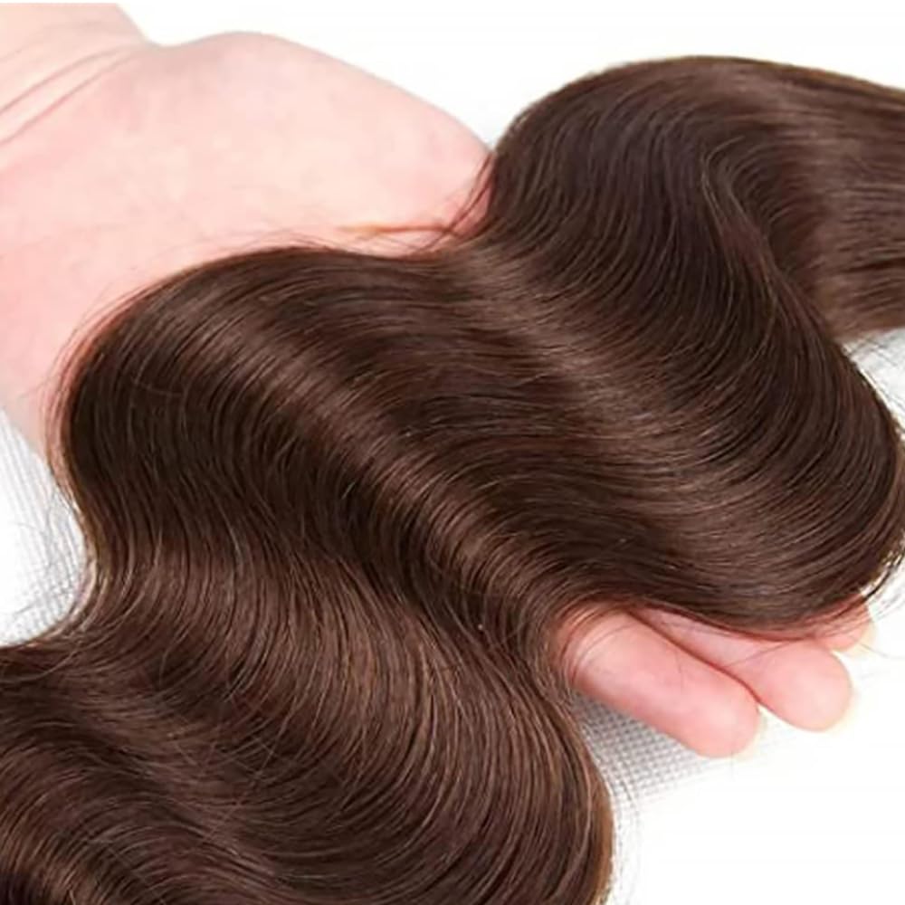 Color #4 Human Hair Bundle Chocolate Brown Body Wave 3 Bundles 22 24 26 inch 10A Real Brown Body Wave Human Hair Extensions #4 Color 150g