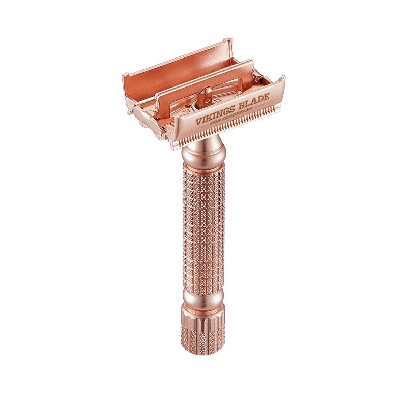 VIKINGS BLADE Double Edge Safety Razor + 5 Swedish Steel Blades + Luxury Case. Smooth, Reusable, Recyclable (Chieftain "Hera")