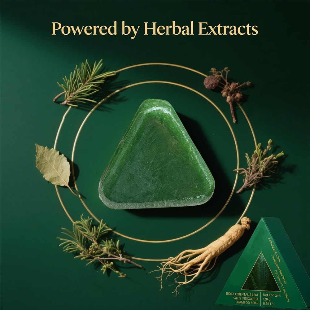 Nature Triangle Shampoo Bar - Green Usman Grass Soap for Calming Hair | Unisex Hair Care Solution