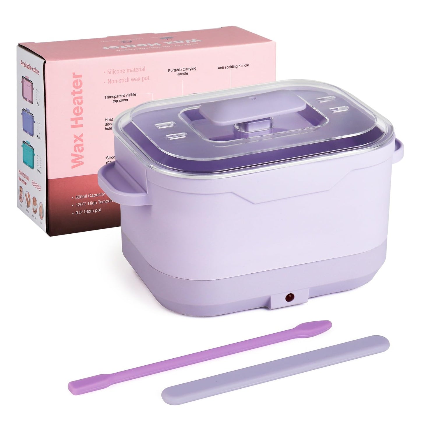 Mini Silicone Wax Warmer, Foldable Silicone Wax Pot Hard Wax Warmer with Reusable Applicator & Curved Spatula, Portable Mini Wax Kit for Eyebrow, Lip & Bikini, Travel Wax Warmer