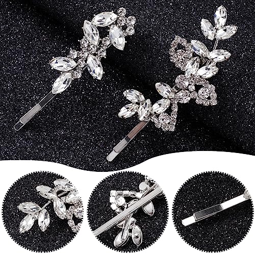 Silver Rhinestone Hair Clips Set for Women & Girls - Bridal & Party Accessories